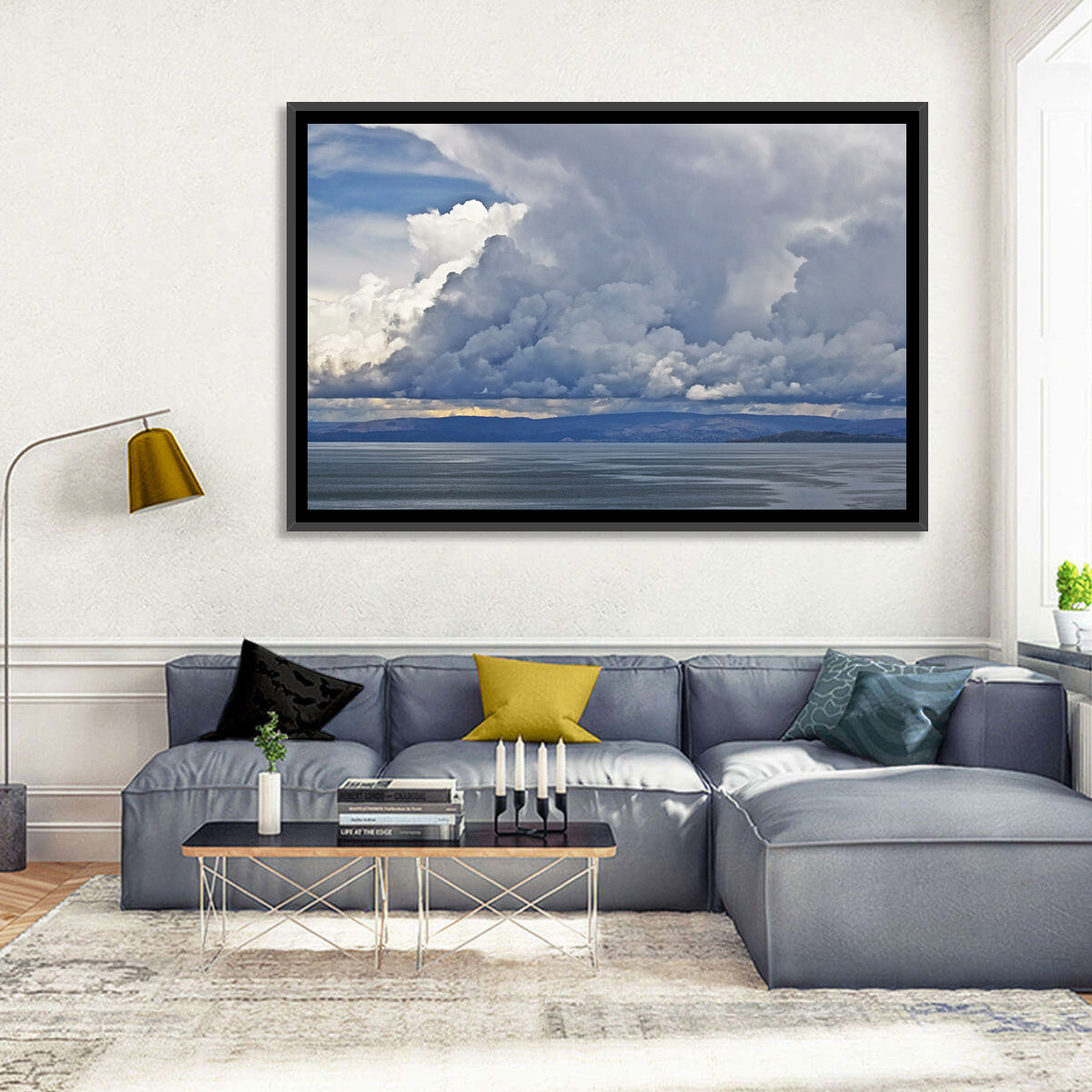 Lake Titicaca Moody Cloudscape Wall Art in a room, landscape
