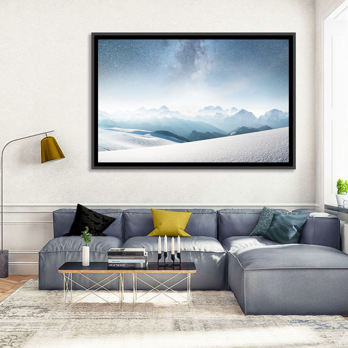 Starry Milky Way Over Snowy Peaks Wall Art