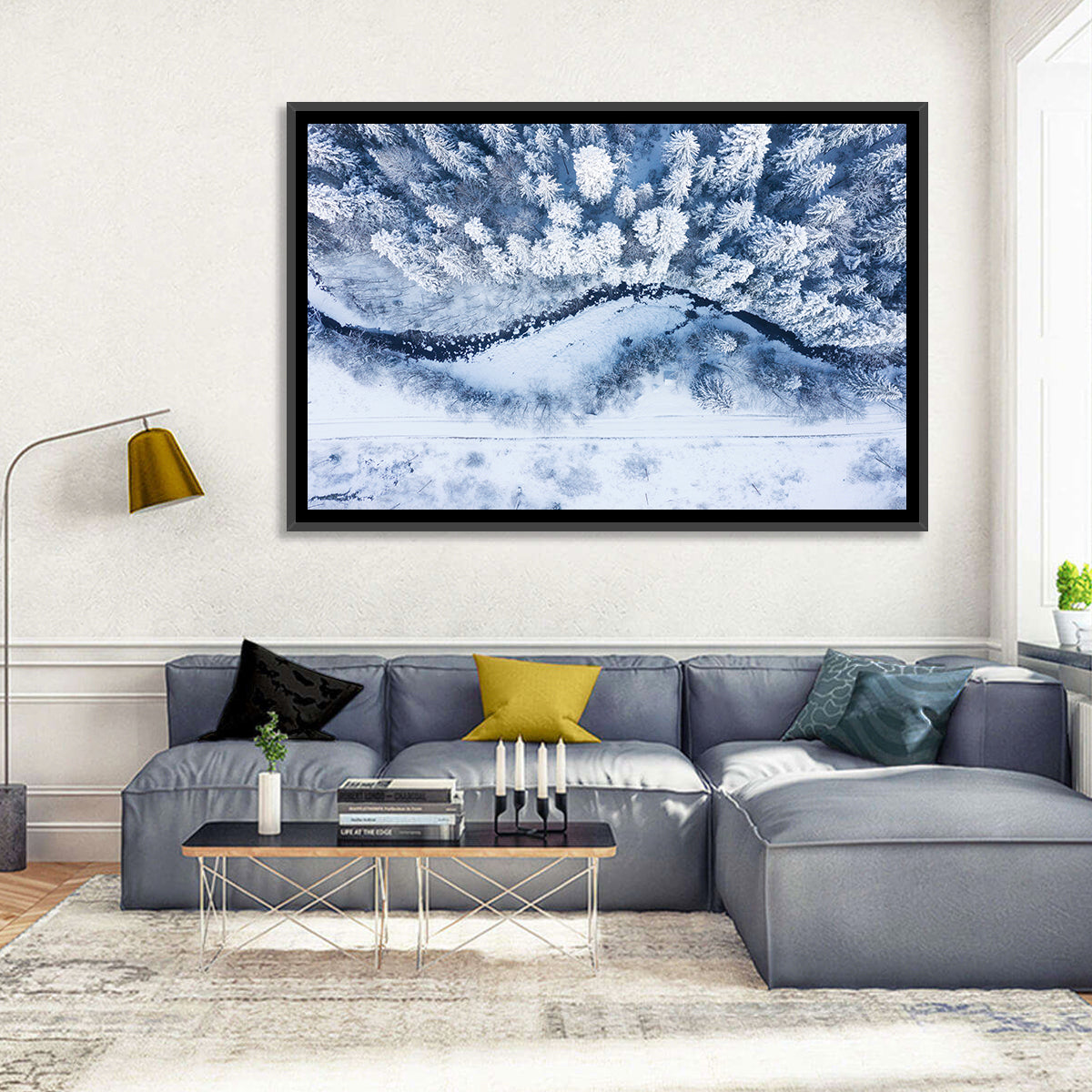 Snowy Forest Stream Wall Art