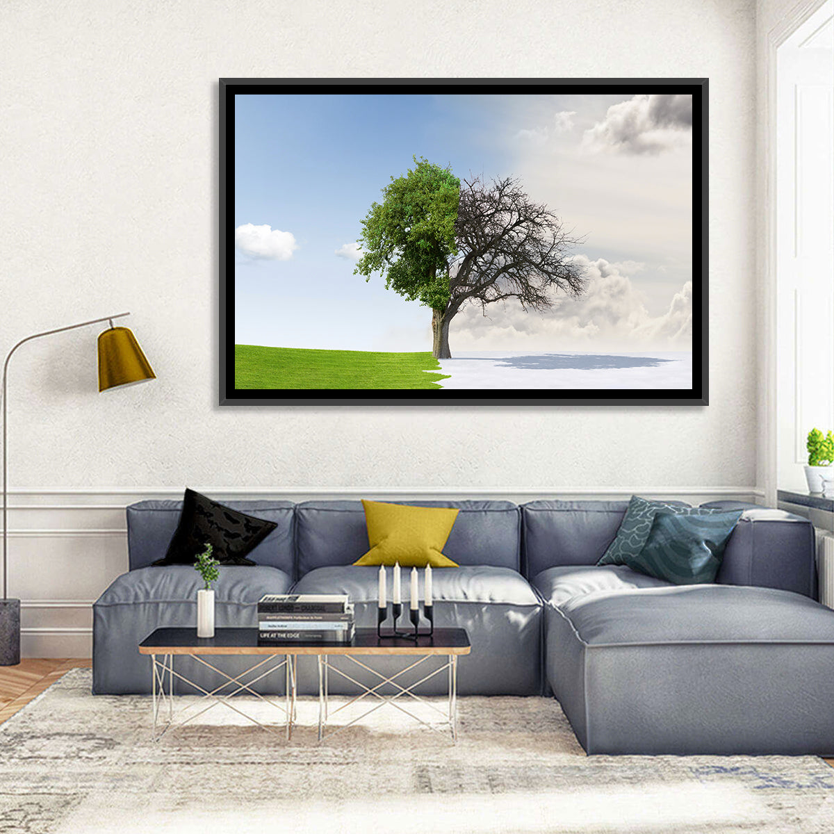 Summer to Winter Split Tree Wall Art