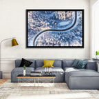 Winding Snow-covered Forest Road Wall Art