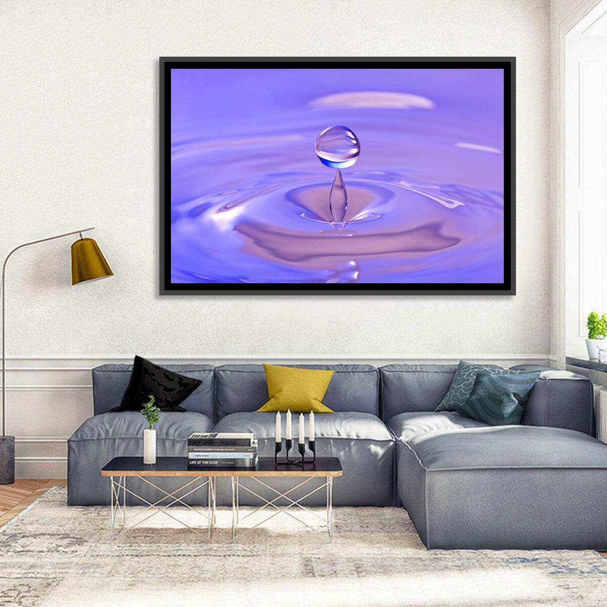 Purple Water Droplet Splash Wall Art