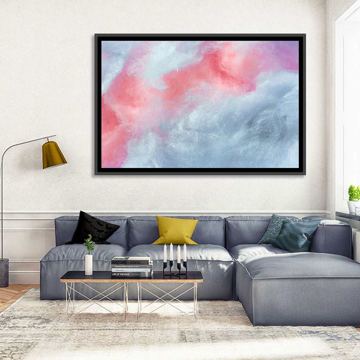 Spun Sugar Abstract Wall Art in a room, landscape