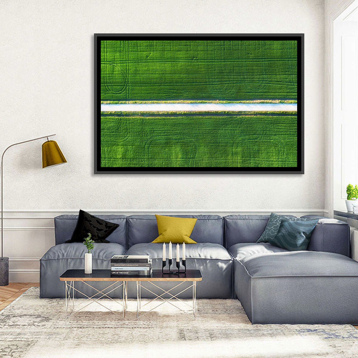 Aerial Irrigation Canal View Wall Art in a room, landscape