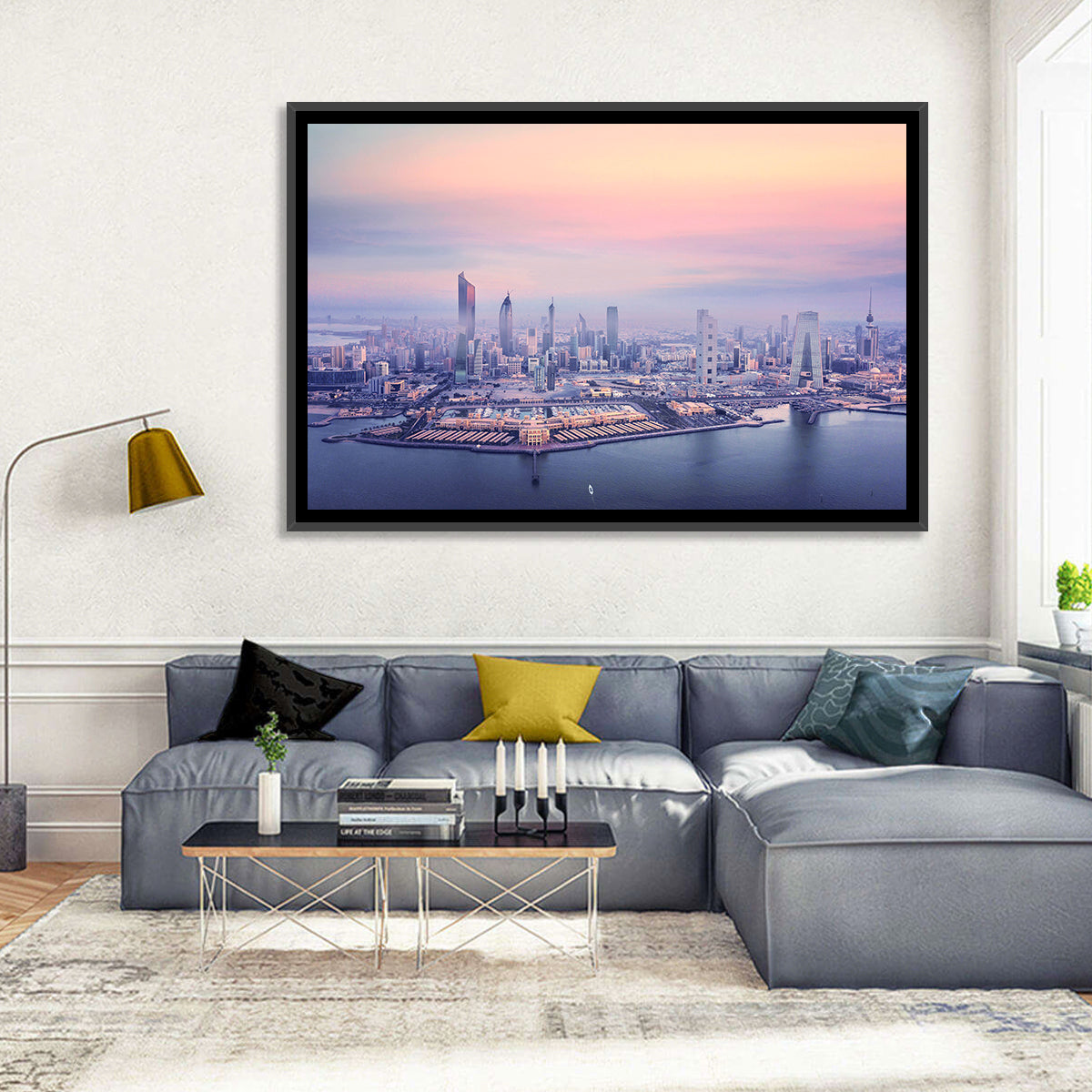 Kuwait City Twilight Skyline Wall Art