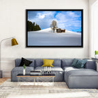 Rustic Barn on a Snowy Hill Wall Art