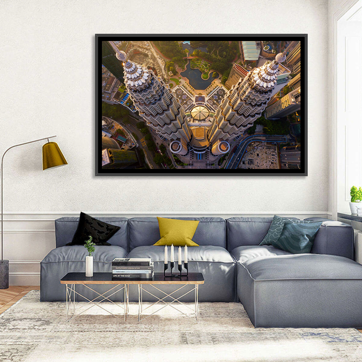 Petronas Twin Towers Kuala Lumpur Golden Hour Wall Art in a room, landscape