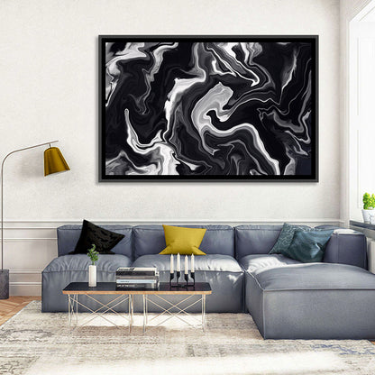 Flowing Black Marble Abstract Wall Art