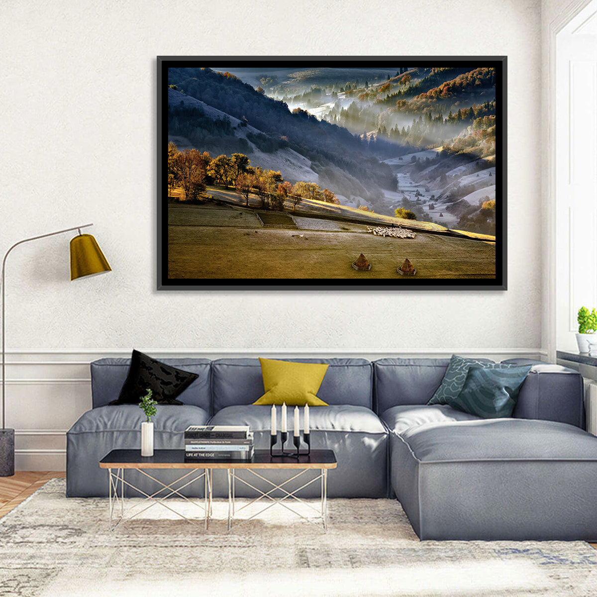 Mountain Village in Morning Mist Wall Art
