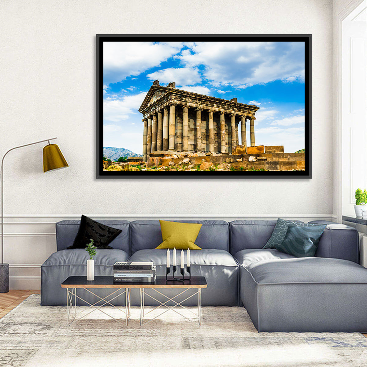 Temple of Garni Vintage Landscape Wall Art in a room, landscape