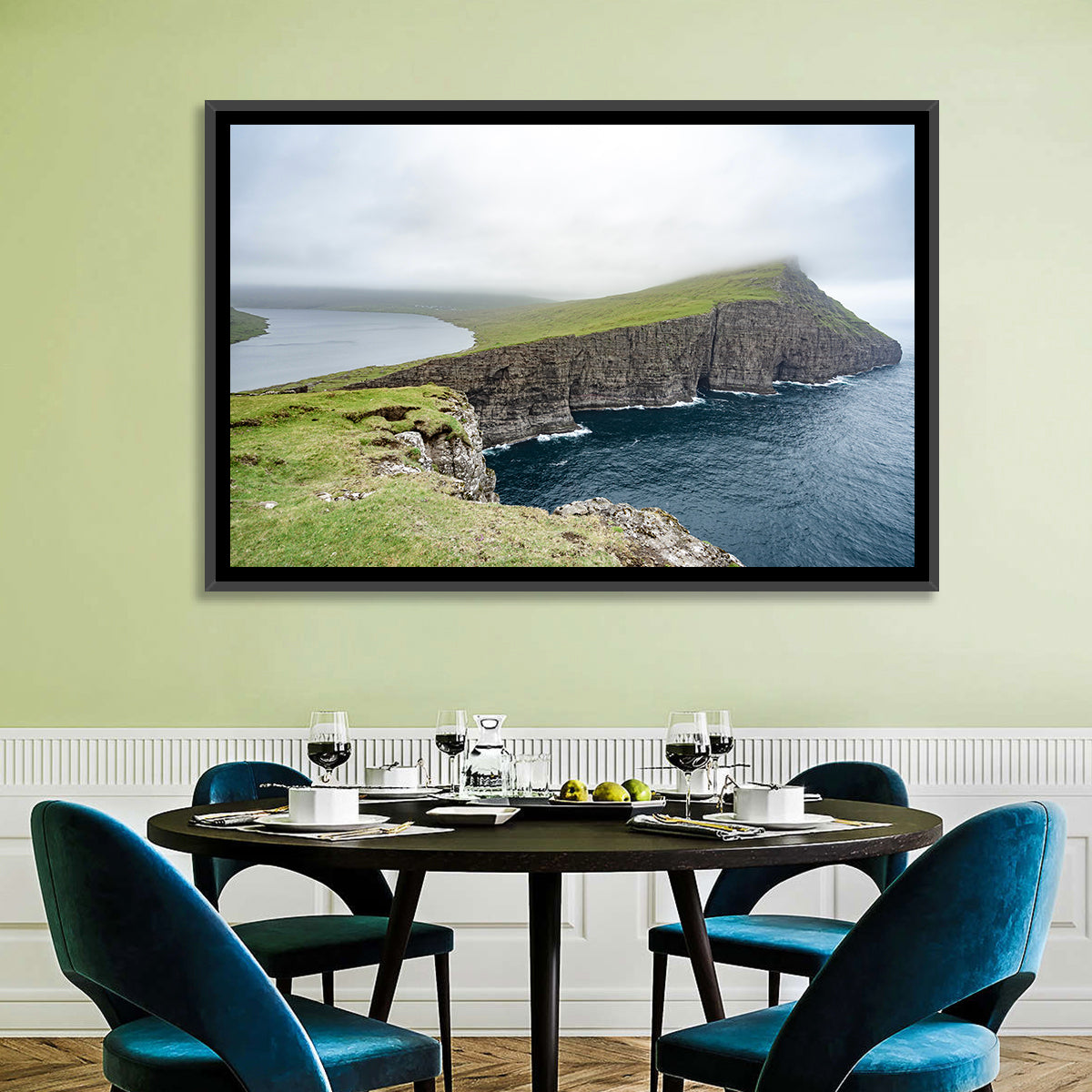 Tralanipan Cliffs Wall Art in a room, landscape