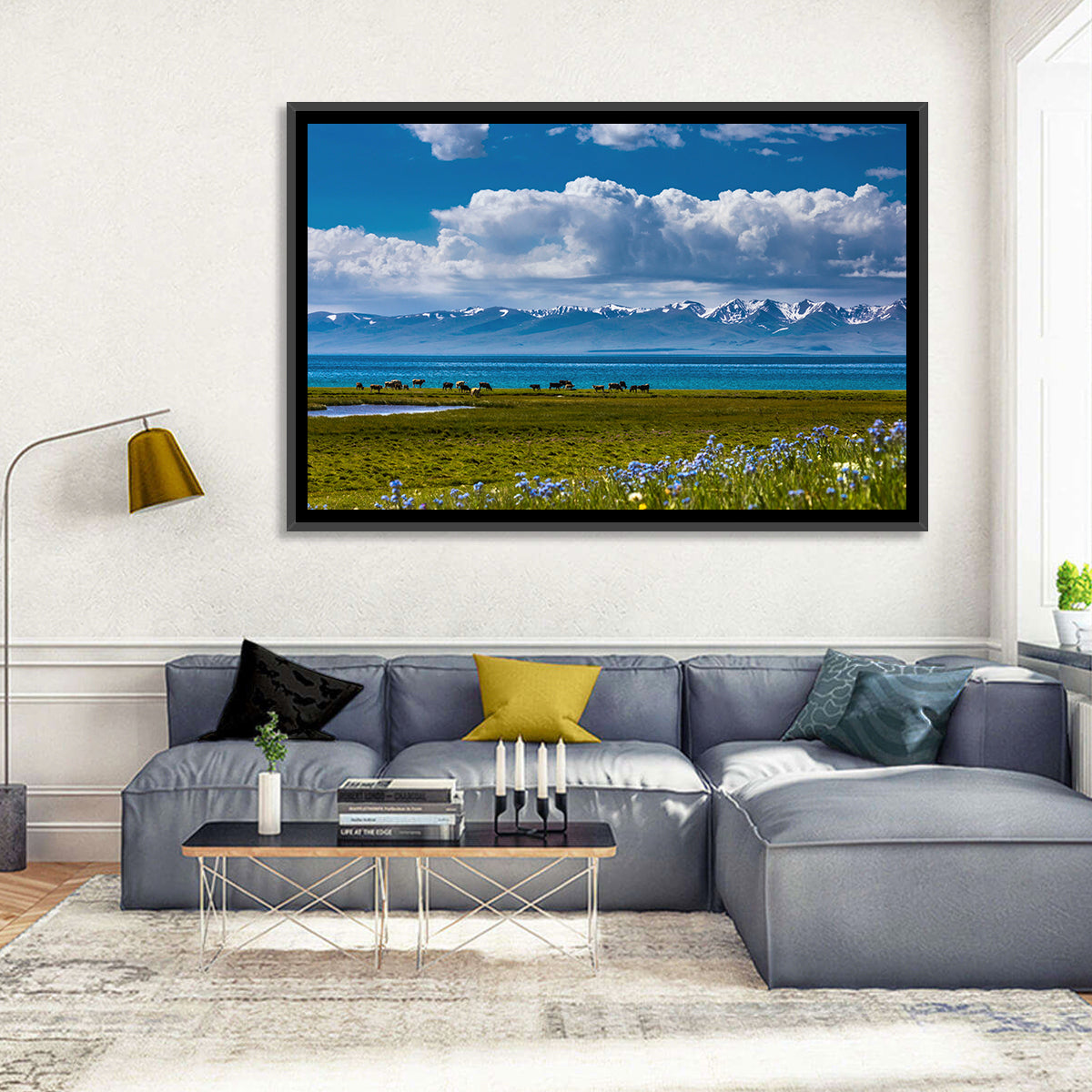 Song Kol Wildflower Shore Wall Art in a room, landscape