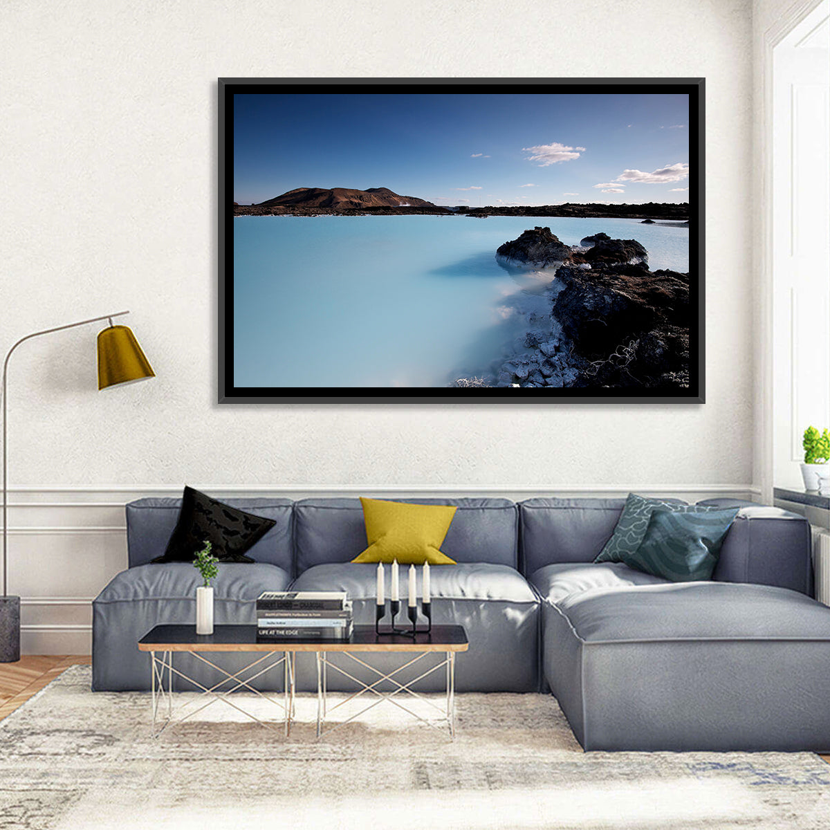 Blue Lagoon in Grindavík, Iceland Wall Art in a room, landscape