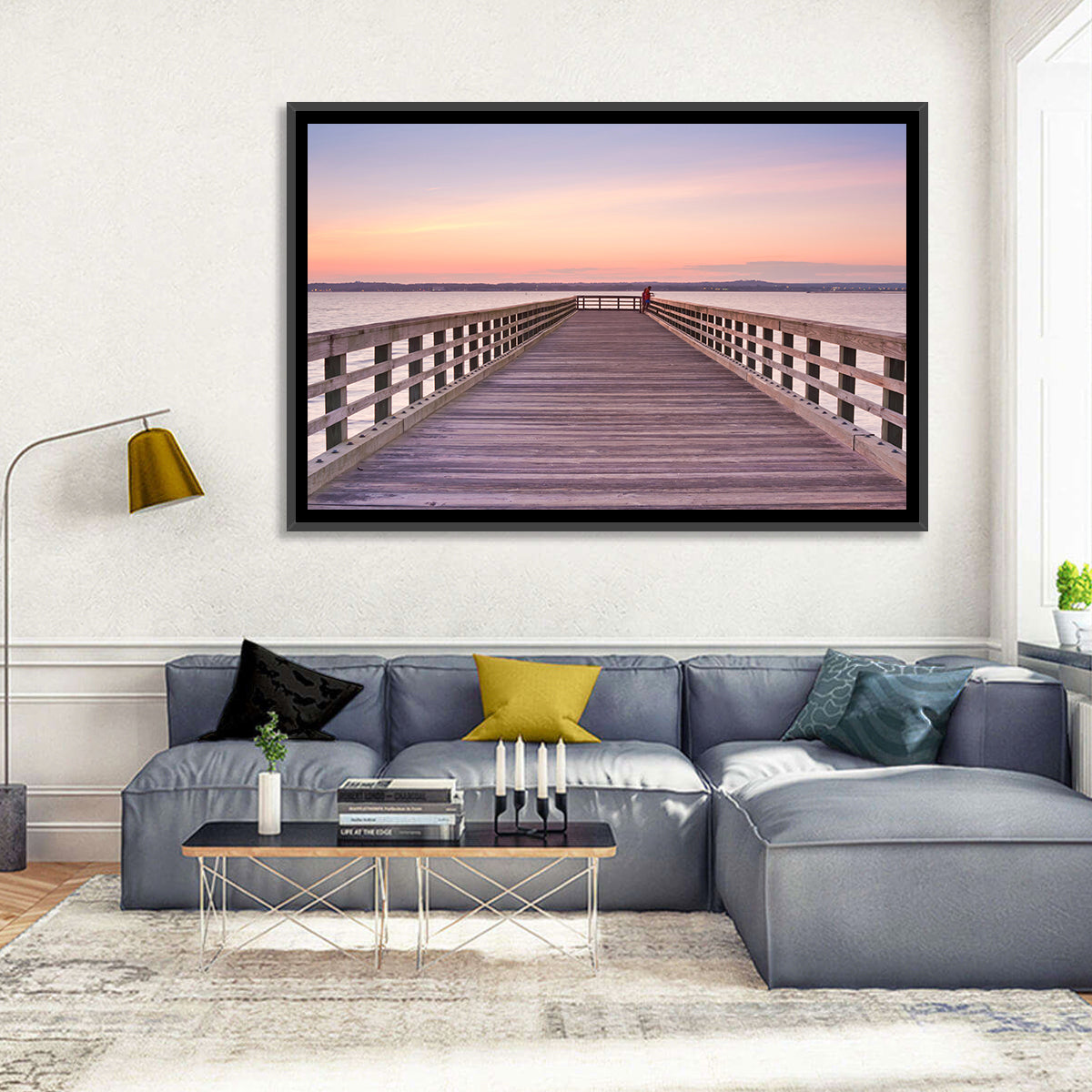 New Haven Wooden Pier Wall Art in a room, landscape