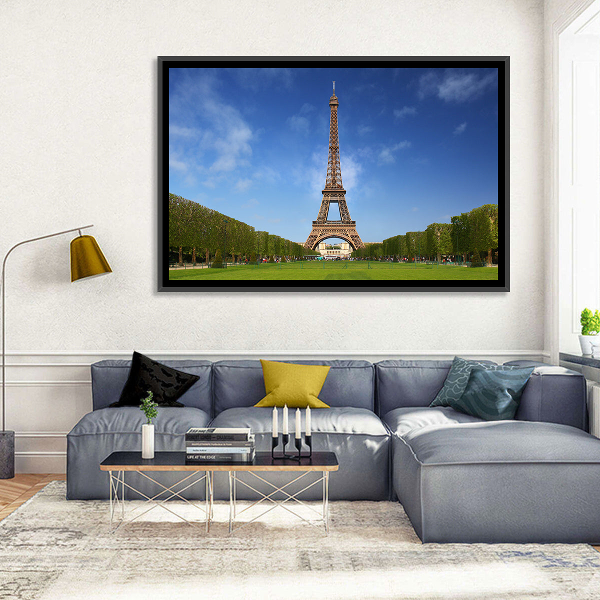 Eiffel Tower Park View Wall Art in a room, landscape