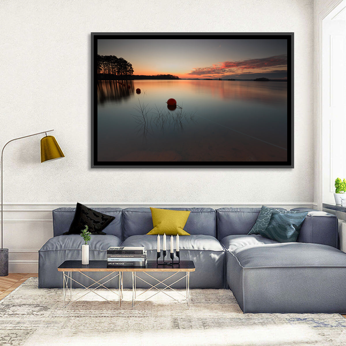 Lake Lanier Buoys at Sunset Wall Art in a room, landscape