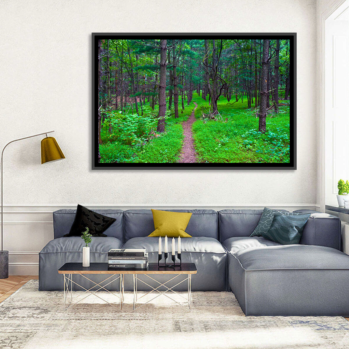 Lush Virginia Forest Trail Wall Art in a room, landscape