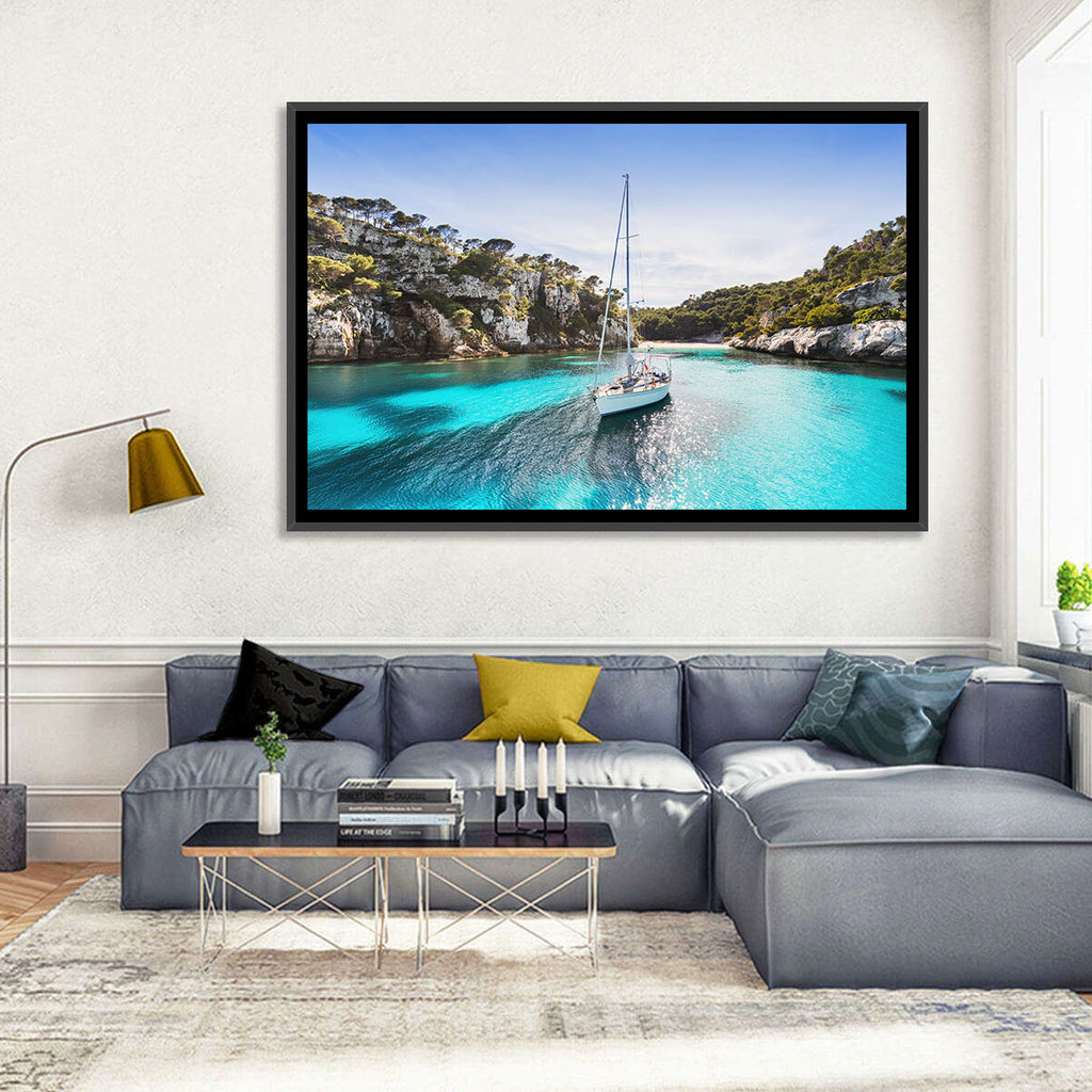 Menorca Cove Sailboat Wall Art