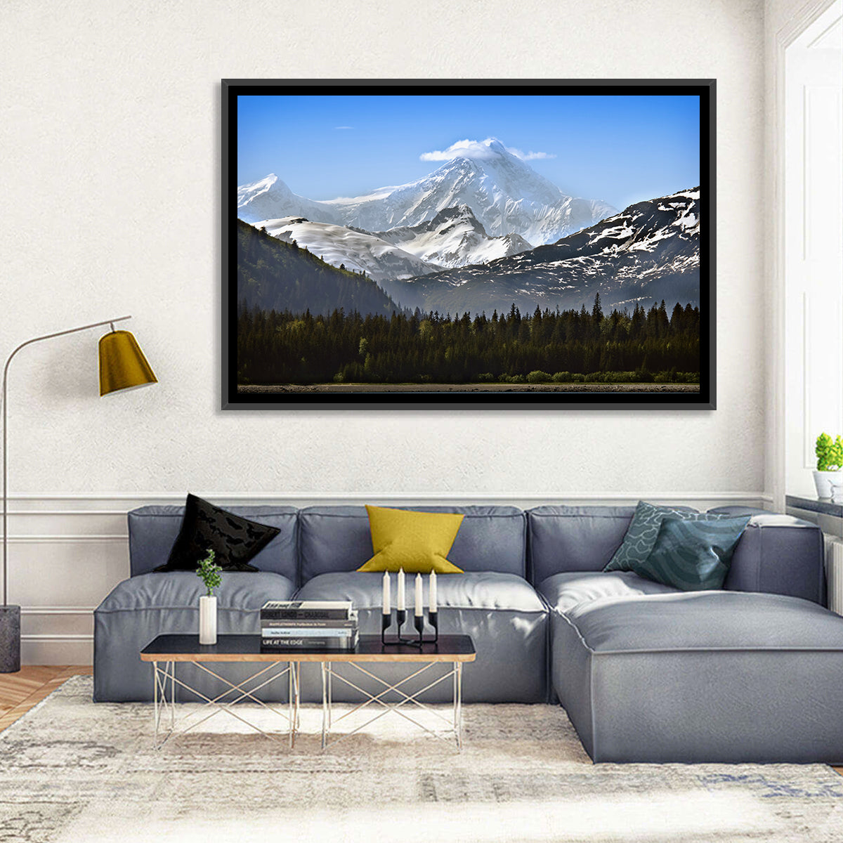 Glacier Bay Snow-capped Peak Wall Art in a room, landscape