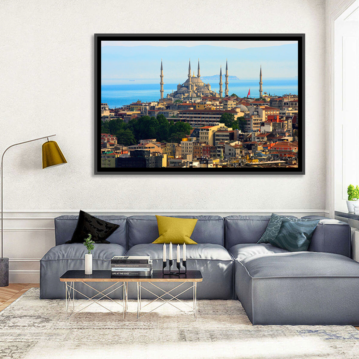 Sultan Ahmed Mosque Skyline Wall Art in a room, landscape
