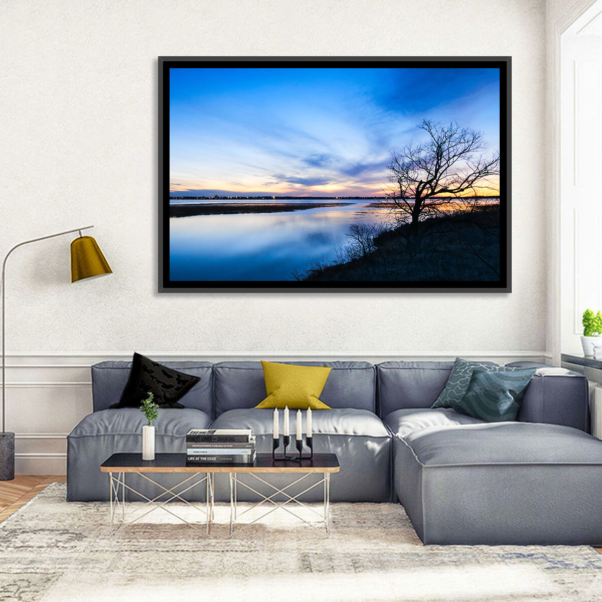 Lake Bemidji Twilight Wall Art in a room, landscape
