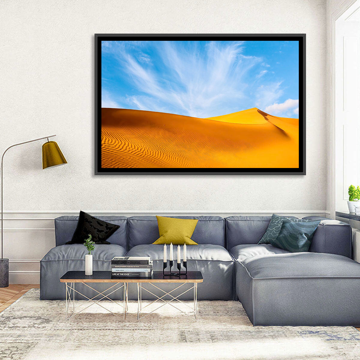 Rippled Sahara Dunes Wall Art in a room, landscape
