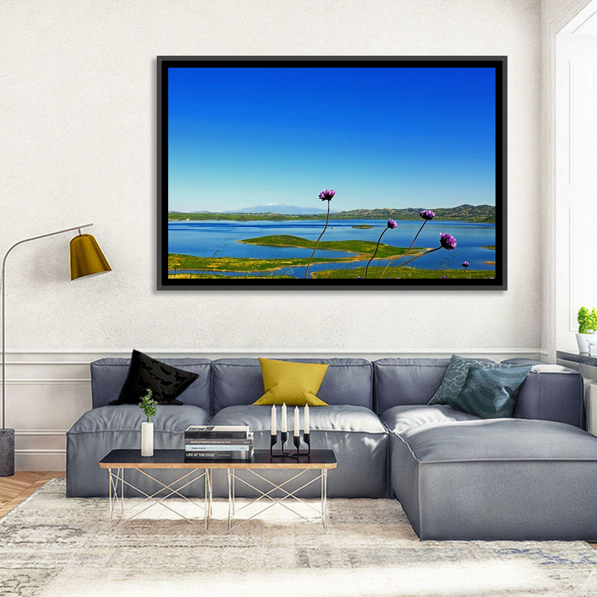 Lake Mathews Wildflower View Wall Art in a room, landscape