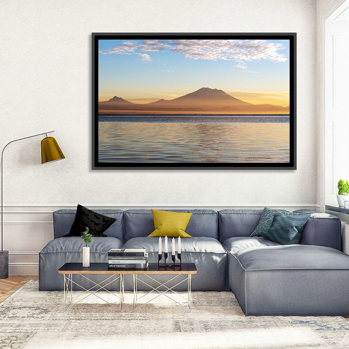 Mount Agung Sunrise Wall Art in a room, landscape