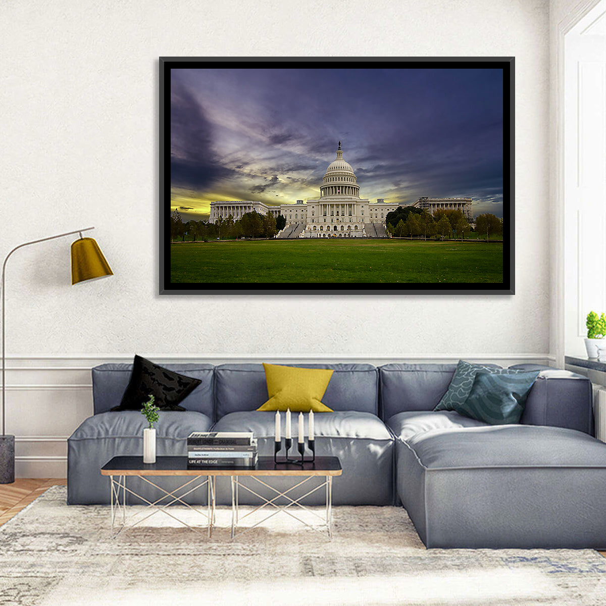 United States Capitol at Dusk Wall Art in a room, landscape