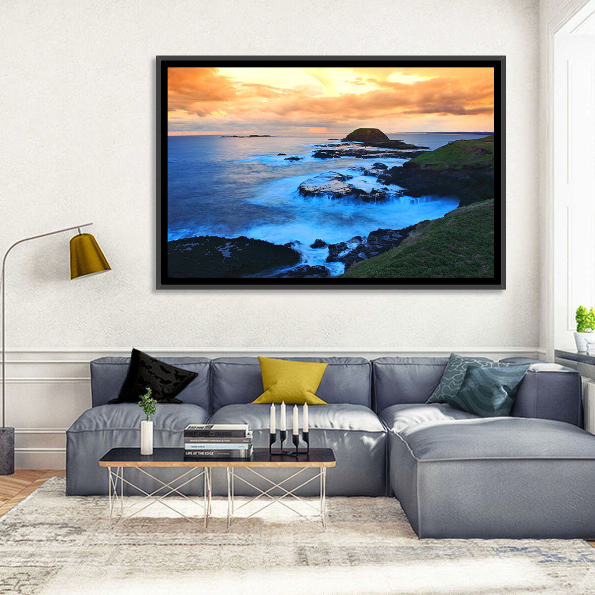 Phillip Island Cliffs at Sunset Wall Art in a room, landscape