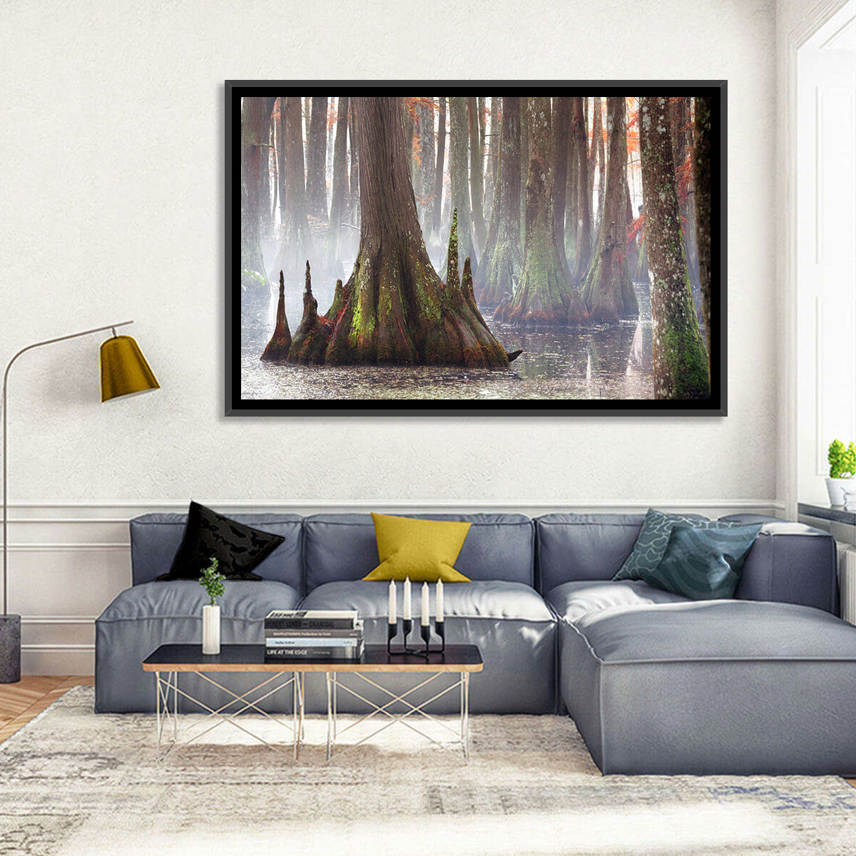 Chicot State Park Morning Fog Wall Art in a room, landscape