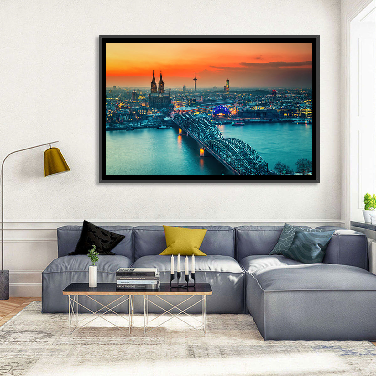 Hohenzollern Bridge at Dusk Wall Art in a room, landscape