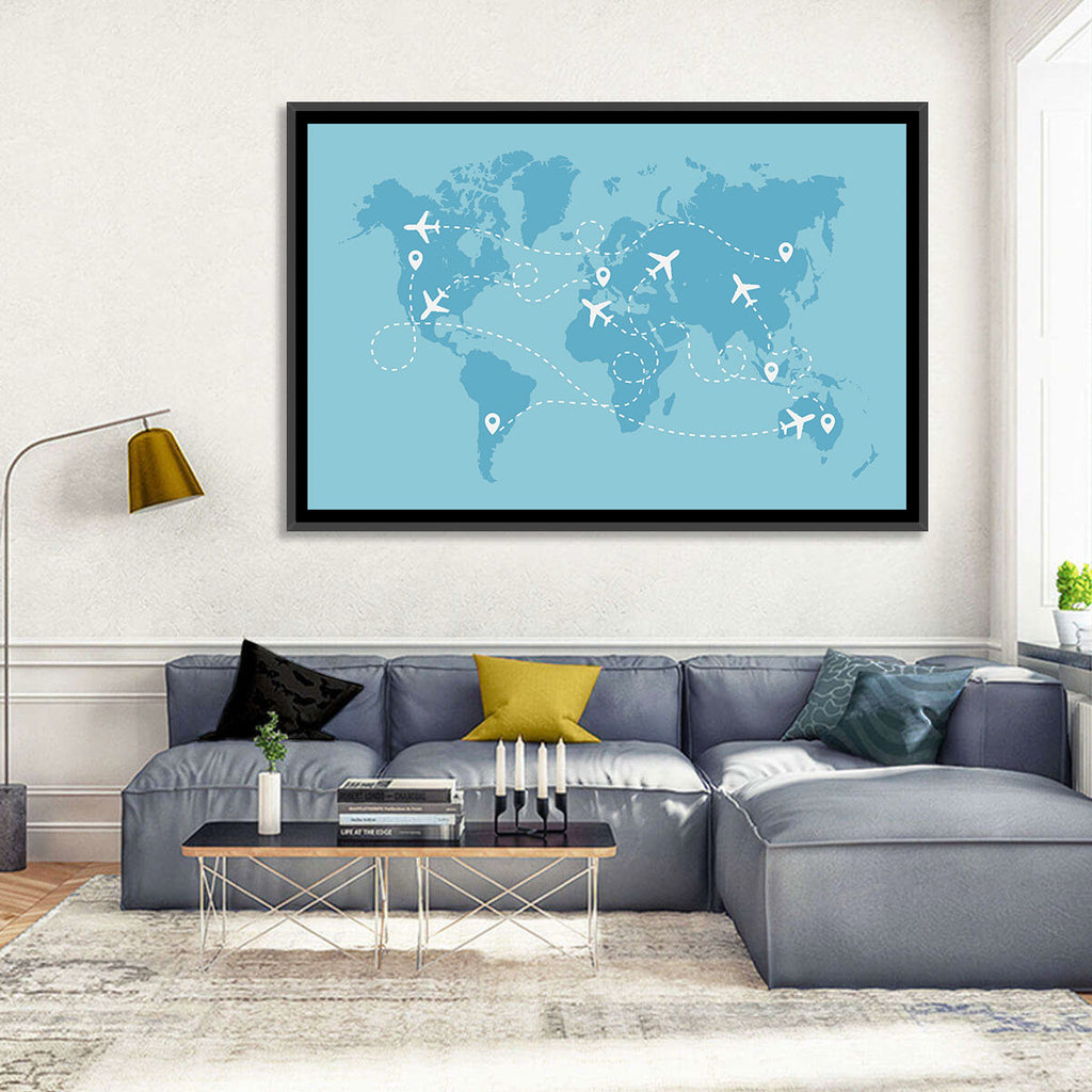 World Flight Routes Map Wall Art