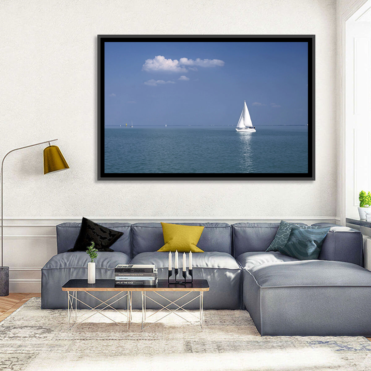 Sailboat on Lake Balaton Wall Art in a room, landscape