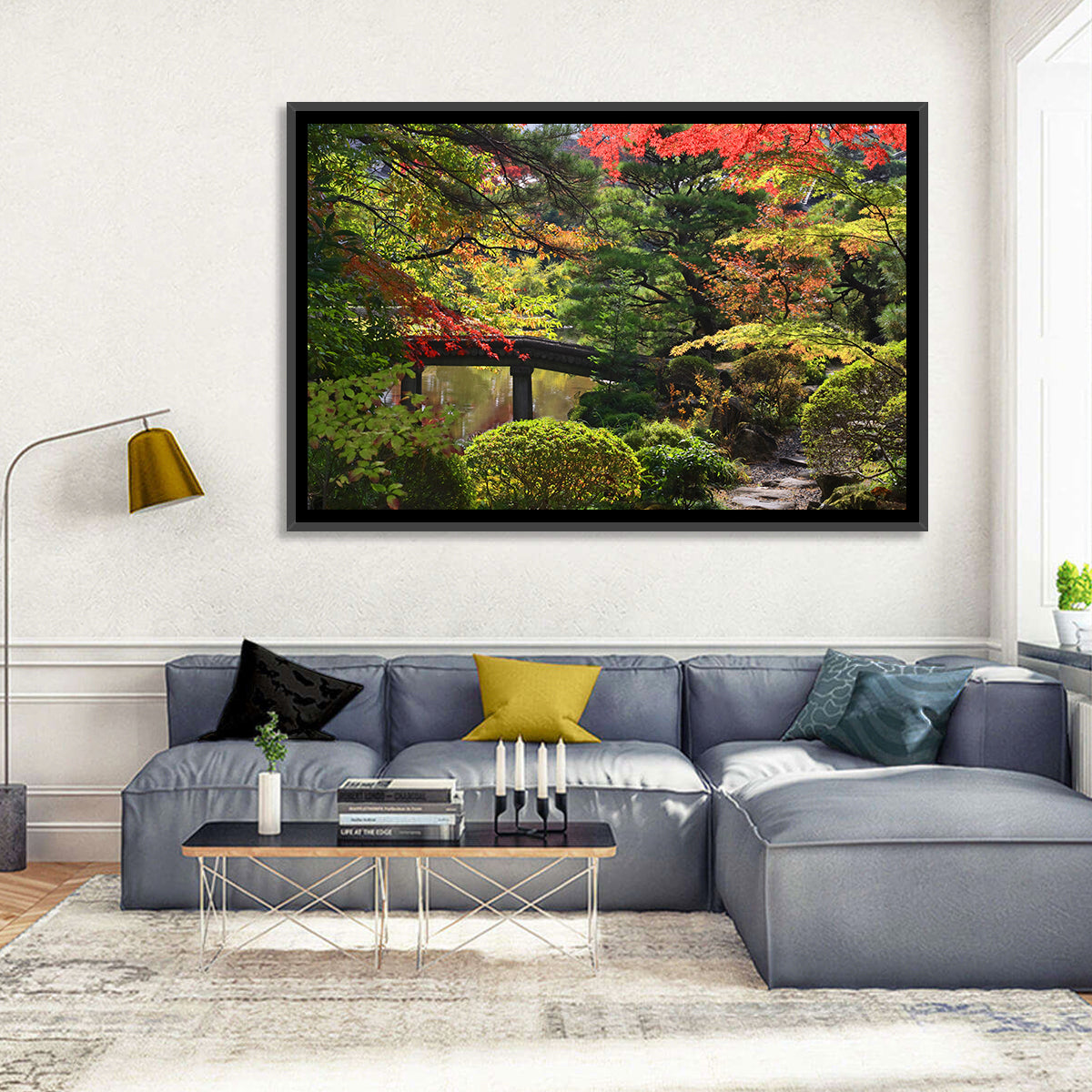 Rinoji Temple Autumn Garden Wall Art in a room, landscape