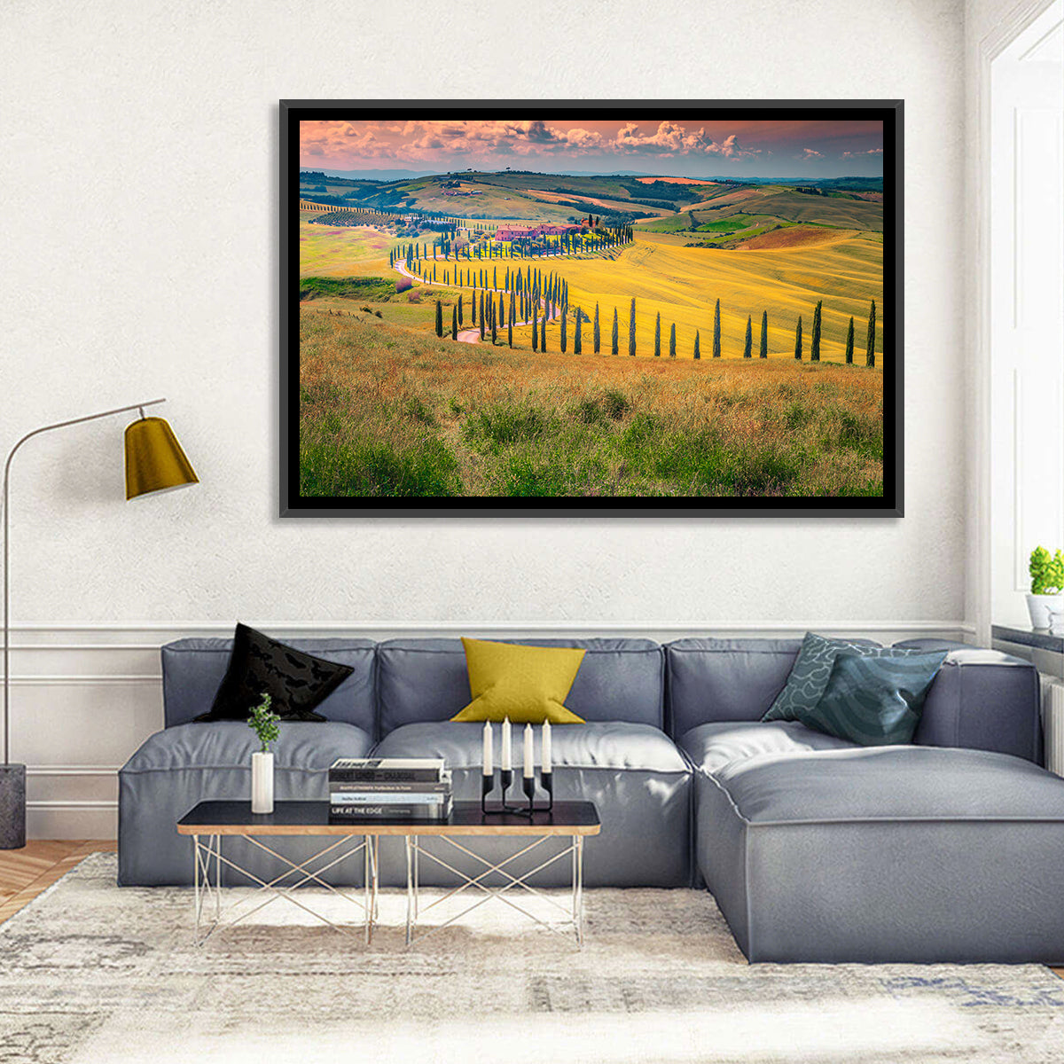 Val D'orcia Cypress Road Wall Art in a room, landscape