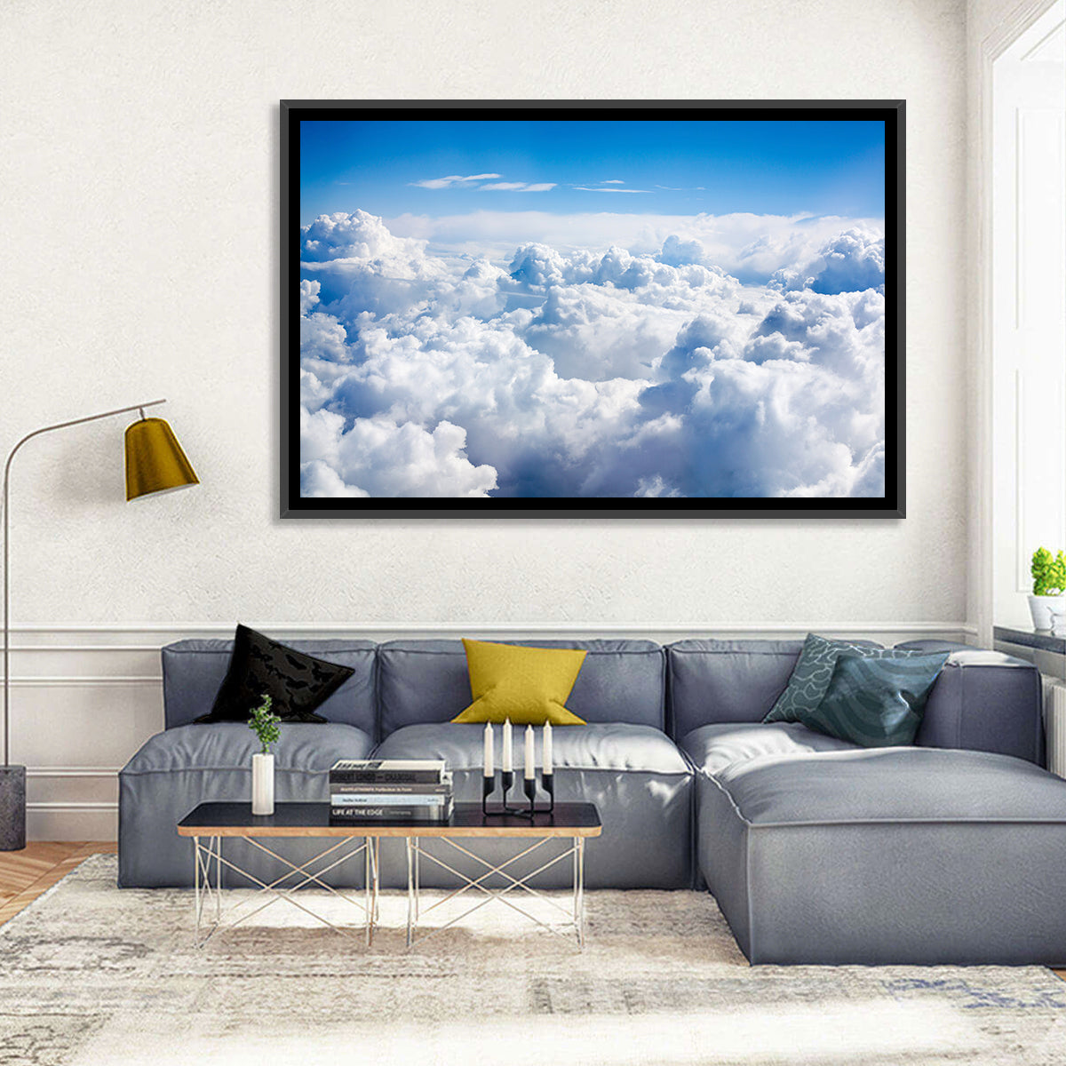 Aerial Cloudscape Wall Art in a room, landscape