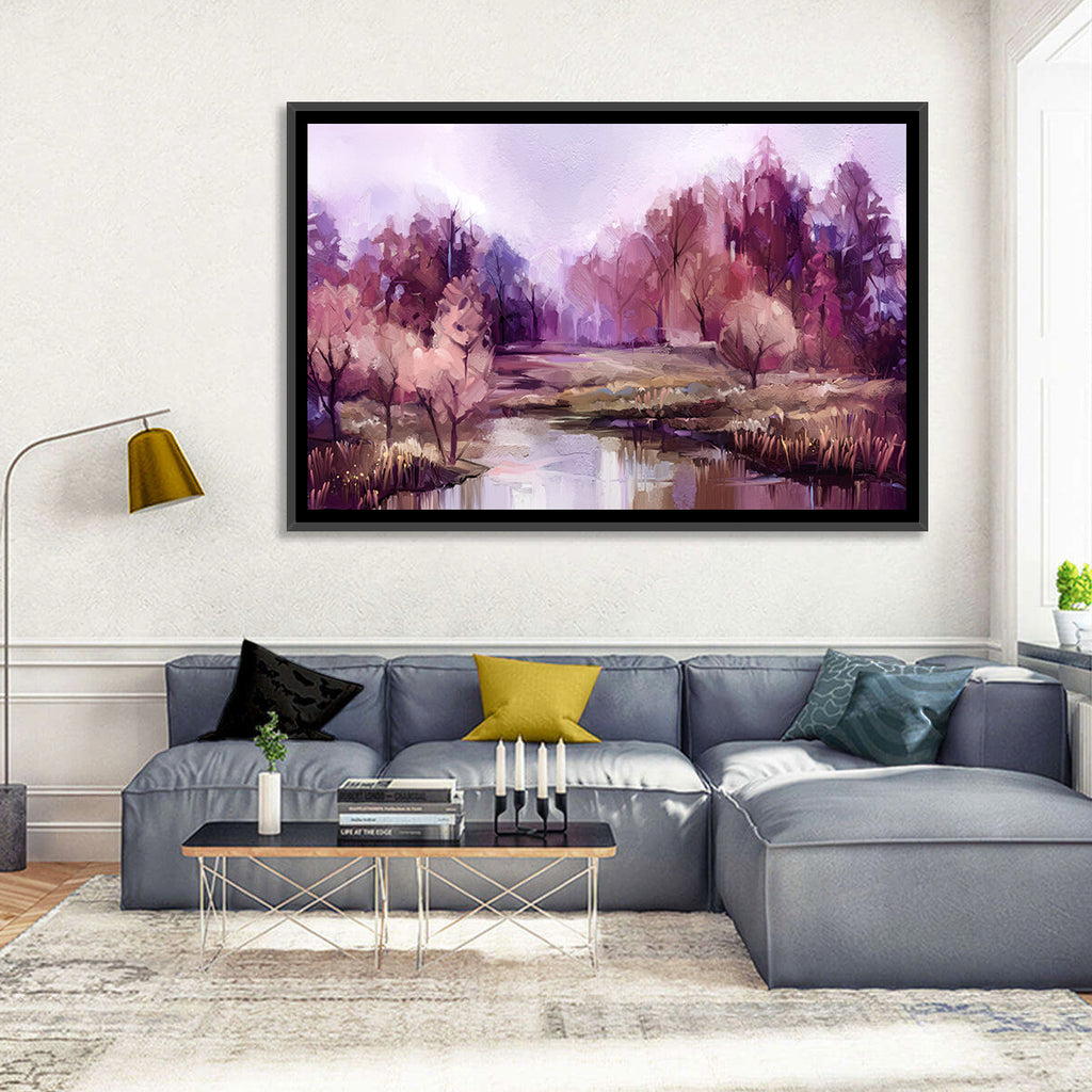 Lavender Autumn Forest Watercolor Wall Art