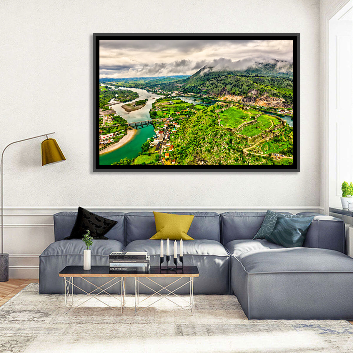 Rozafa Castle River Valley View Wall Art in a room, landscape