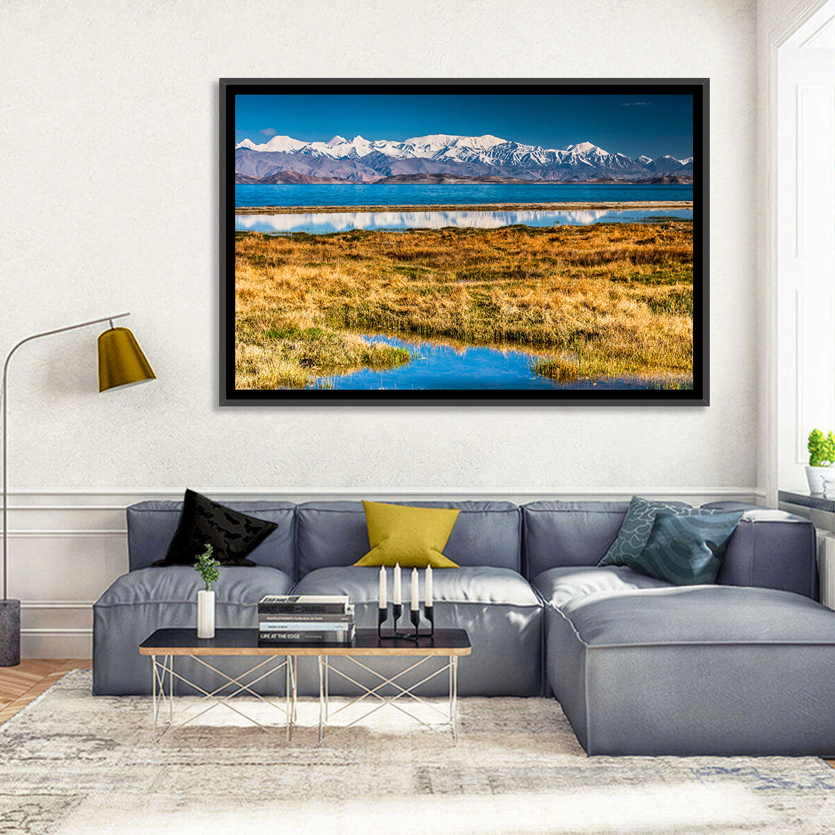 Karakul Lake Reflections Wall Art in a room, landscape