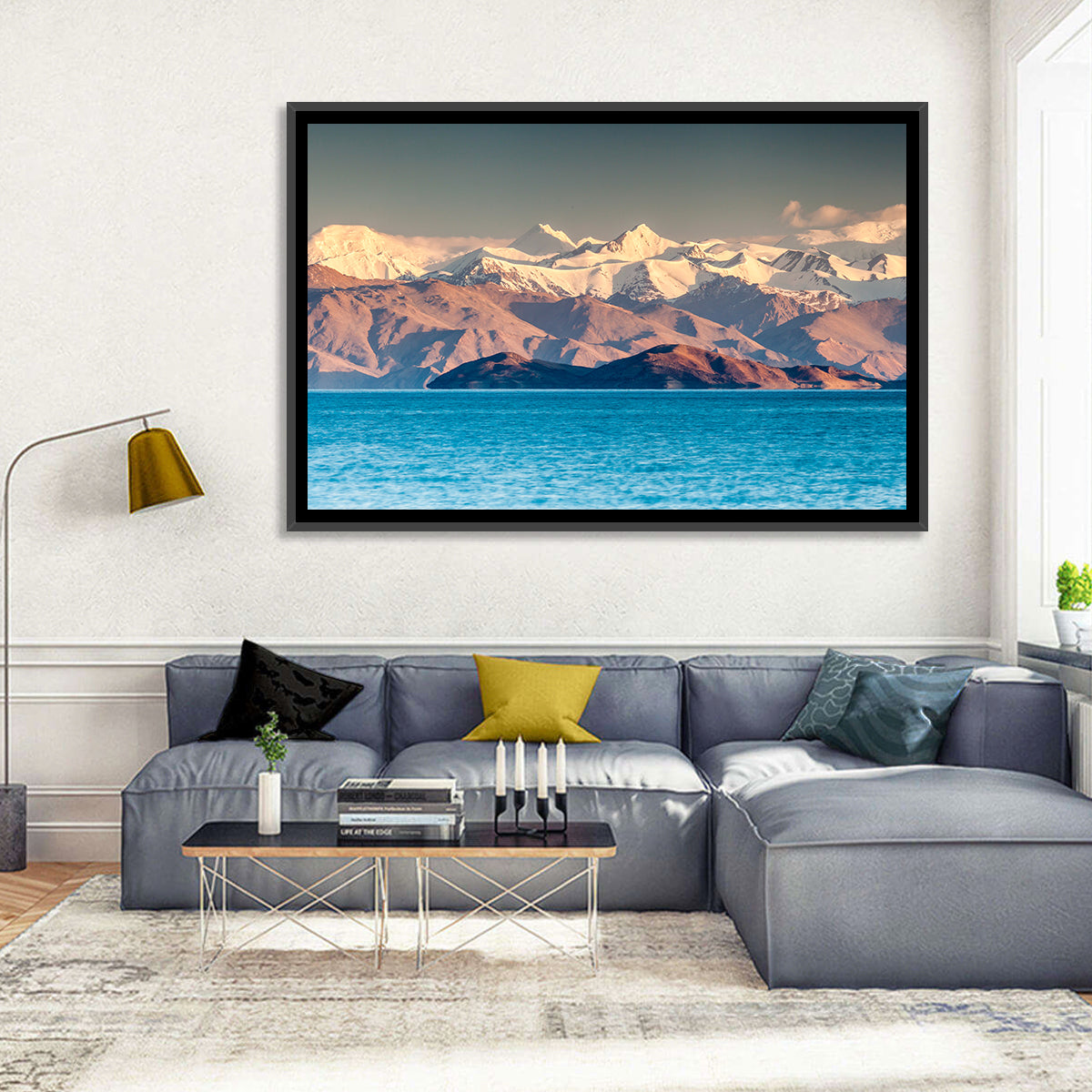 Karakul Lake at Golden Hour Wall Art in a room, landscape