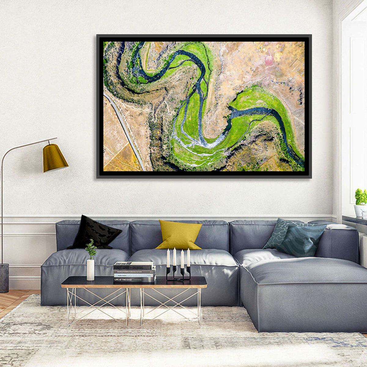 Kasagh River Valley Aerial Wall Art in a room, landscape