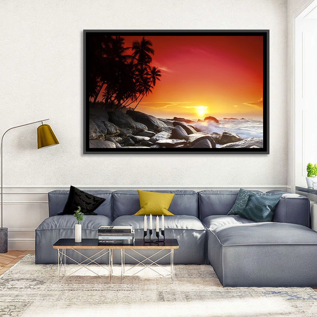 Tropical Island Sunset Wall Art