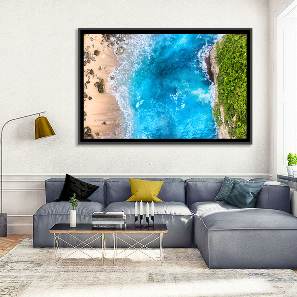 Aerial Turquoise Beach Cliffs Wall Art