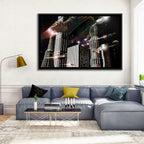Ringed Planet Cityscape Wall Art
