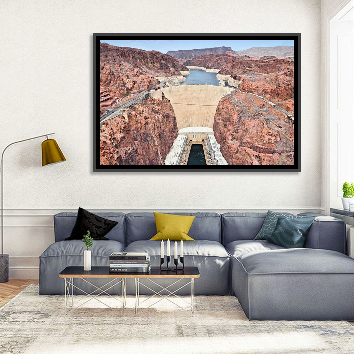 Hoover Dam High-angle View Wall Art in a room, landscape