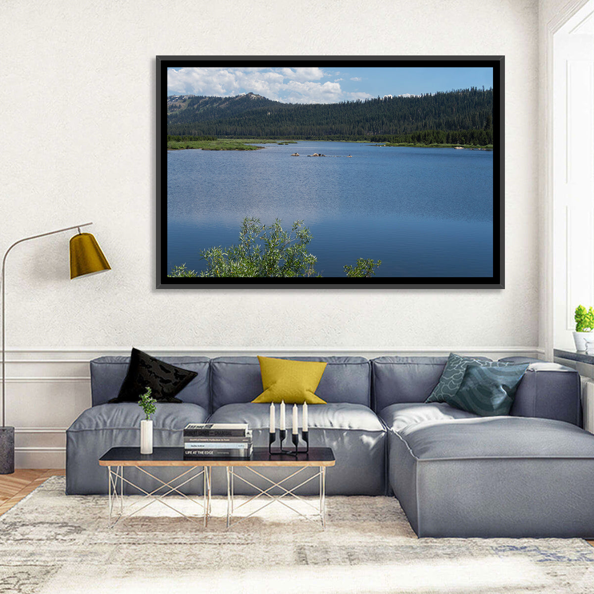 Lake Van Norden Wall Art in a room, landscape