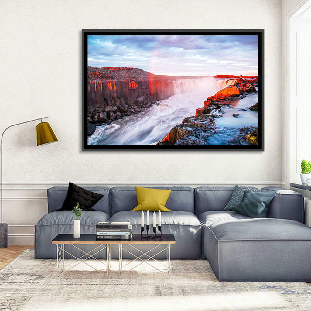 Golden Hour Selfoss Falls Rainbow Wall Art