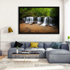 Lush Green Forest Waterfall Wall Art