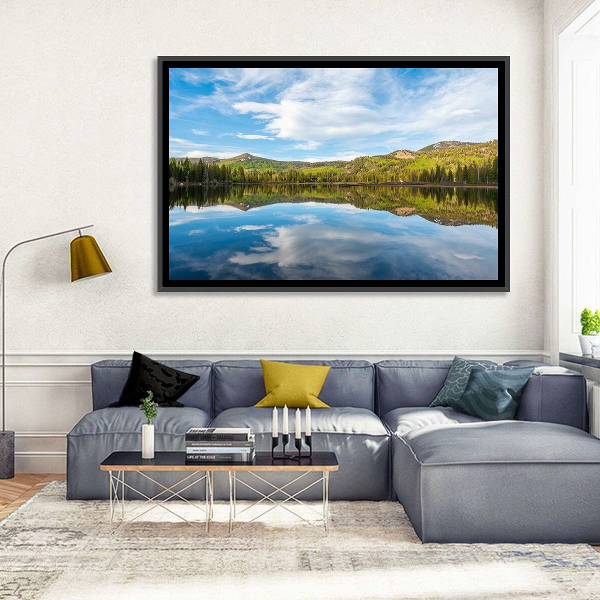 Silver Lake Reflection Wall Art in a room, landscape